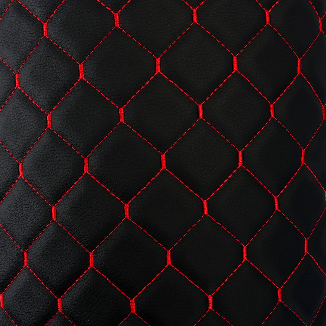 Экокожа стеганая для авто чехлов салона мебели Черная ромб со стяжком Красный 7мм 1.4м х 5м
