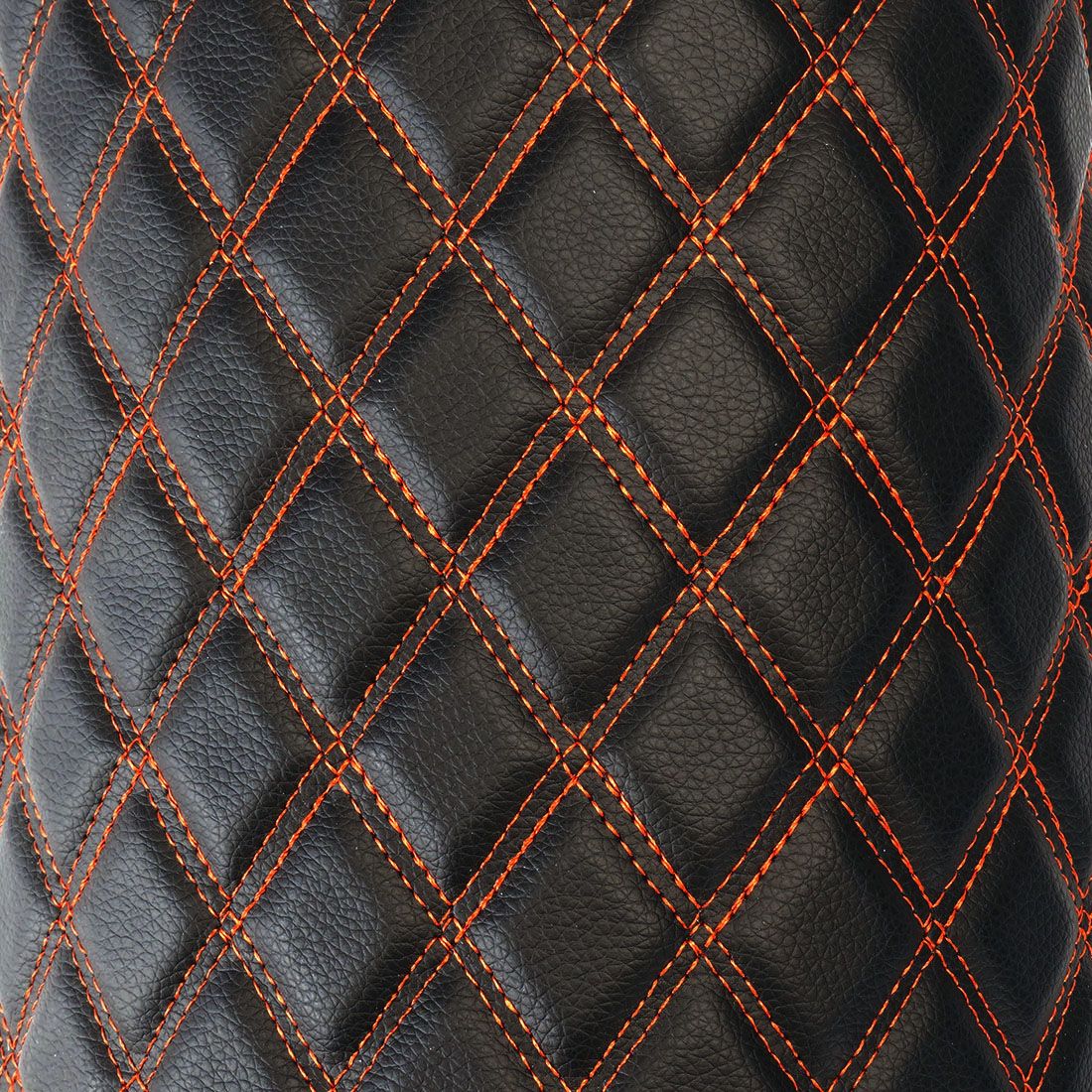 Экокожа стеганая для авто чехлов салона мебели Черная Двойной Ромб Оранжевый 7мм 1.4м х 1п.м